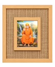 Sai Baba Laminated Jute Wall Photo Frame, 14 X 16 Inch (F174675)