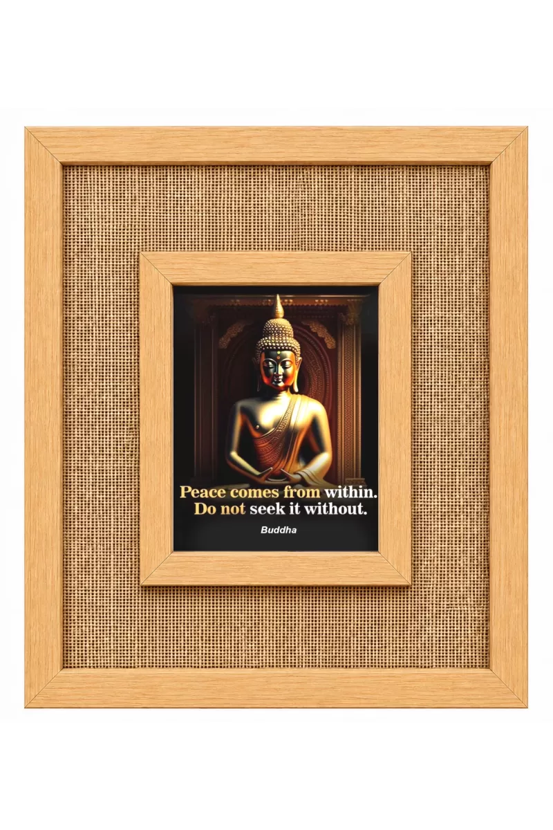 Buddha Laminated Jute Wall Photo Frame, 14 X 16 Inch (F174676)