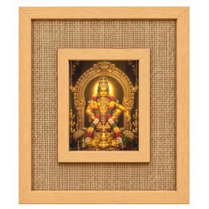 Lord Ayyappa Swamy Laminated Jute Wall Photo Frame, 14 X 16 Inch (F174678)