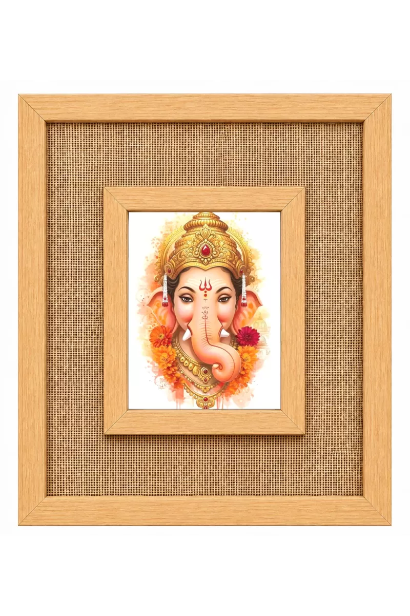 Lord Ganesha Laminated Jute Wall Photo Frame, 14 X 16 Inch (F174682)