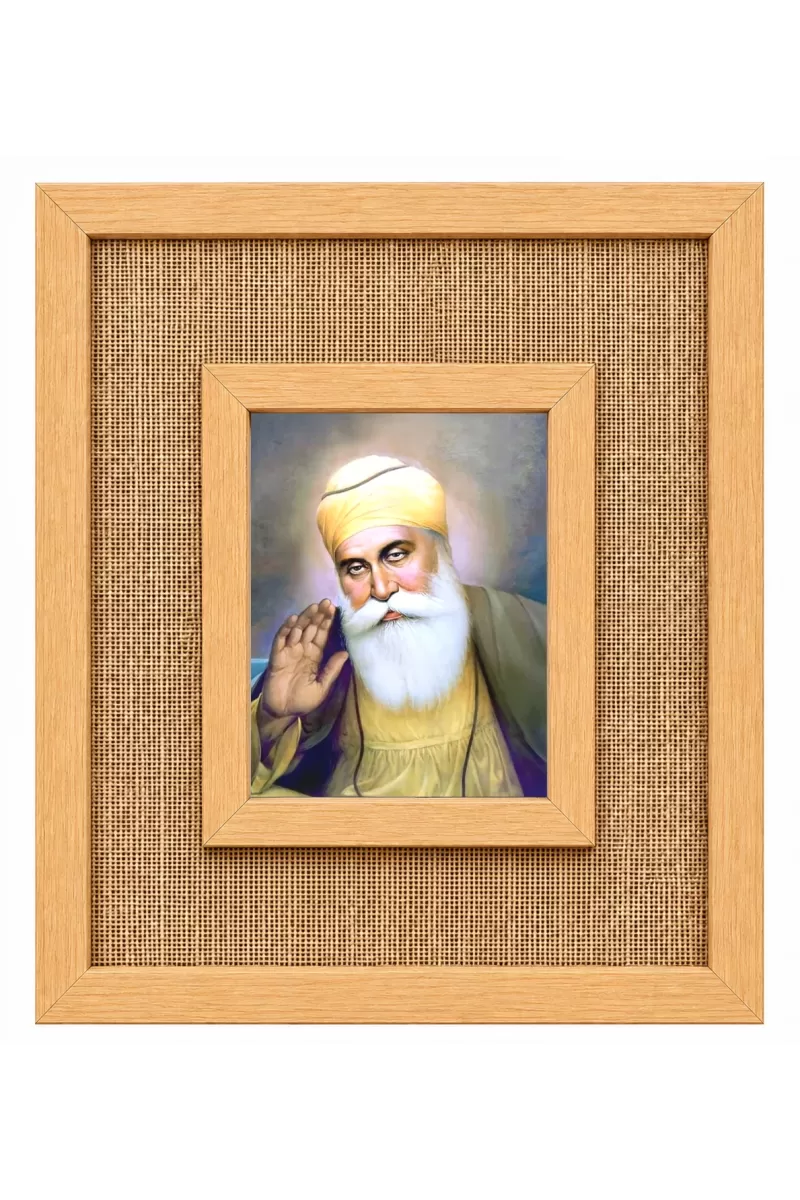 Guru Nanak Dev Ji Laminated Jute Wall Photo Frame, 14 X 16 Inch (F174693)