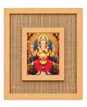Lord Ganesha Laminated Jute Wall Photo Frame, 14 X 16 Inch (F174695)