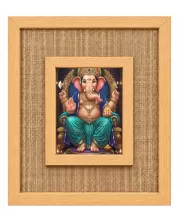 Lord Ganesha Laminated Jute Wall Photo Frame, 14 X 16 Inch (F174696)