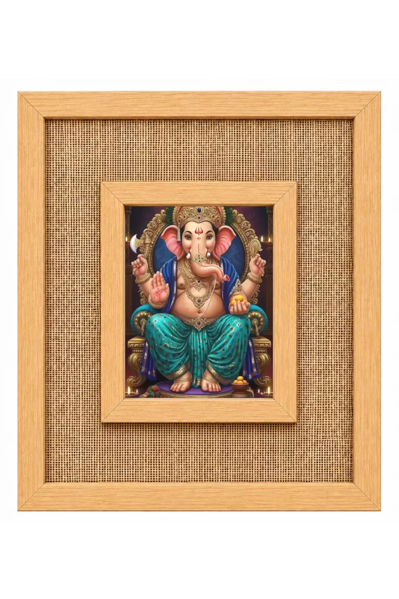 Lord Ganesha Laminated Jute Wall Photo Frame, 14 X 16 Inch (F174696)