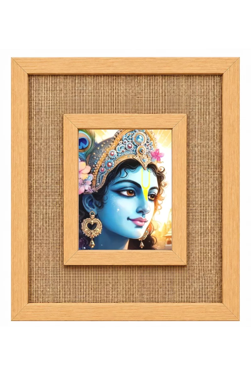 Lord Krishna Laminated Jute Wall Photo Frame, 14 X 16 Inch (F174699)