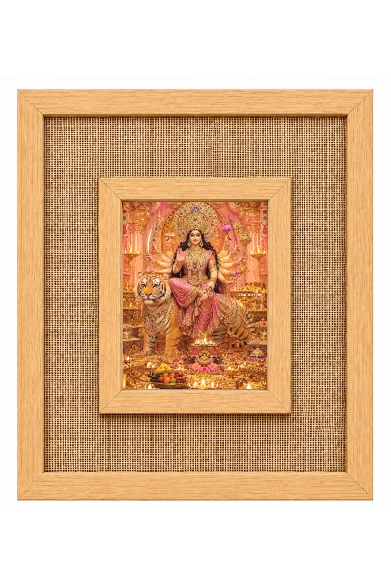 Durga Maa Laminated Jute Wall Photo Frame, 14 X 16 Inch (F174700)