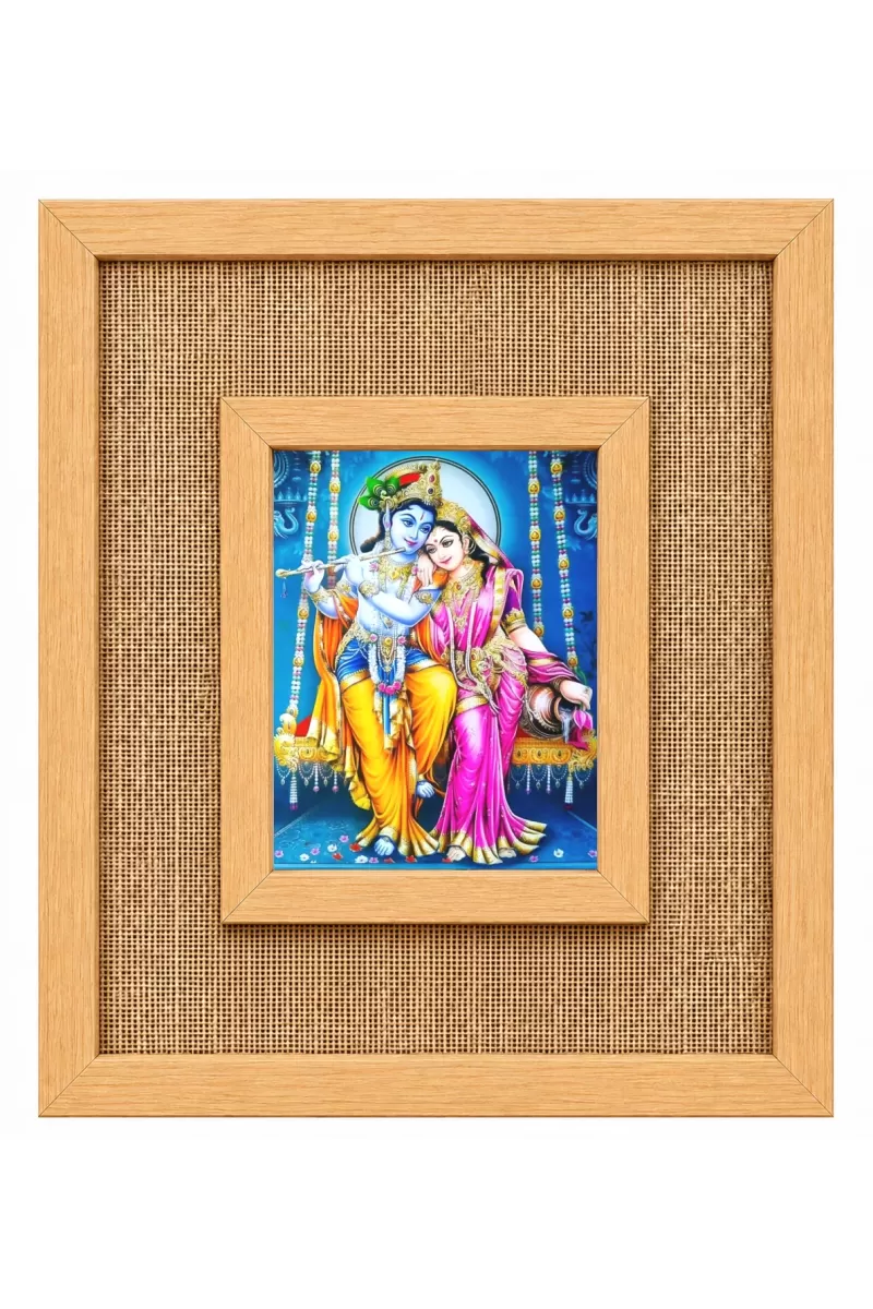 Radha Krishna Laminated Jute Wall Photo Frame, 14 X 16 Inch (F174703)