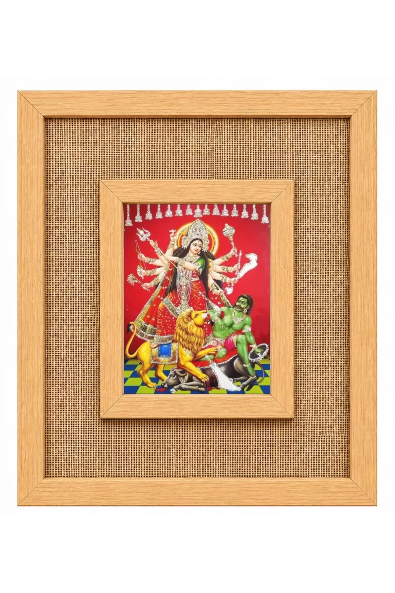 Durga Maa Laminated Jute Wall Photo Frame, 14 X 16 Inch (F174706)