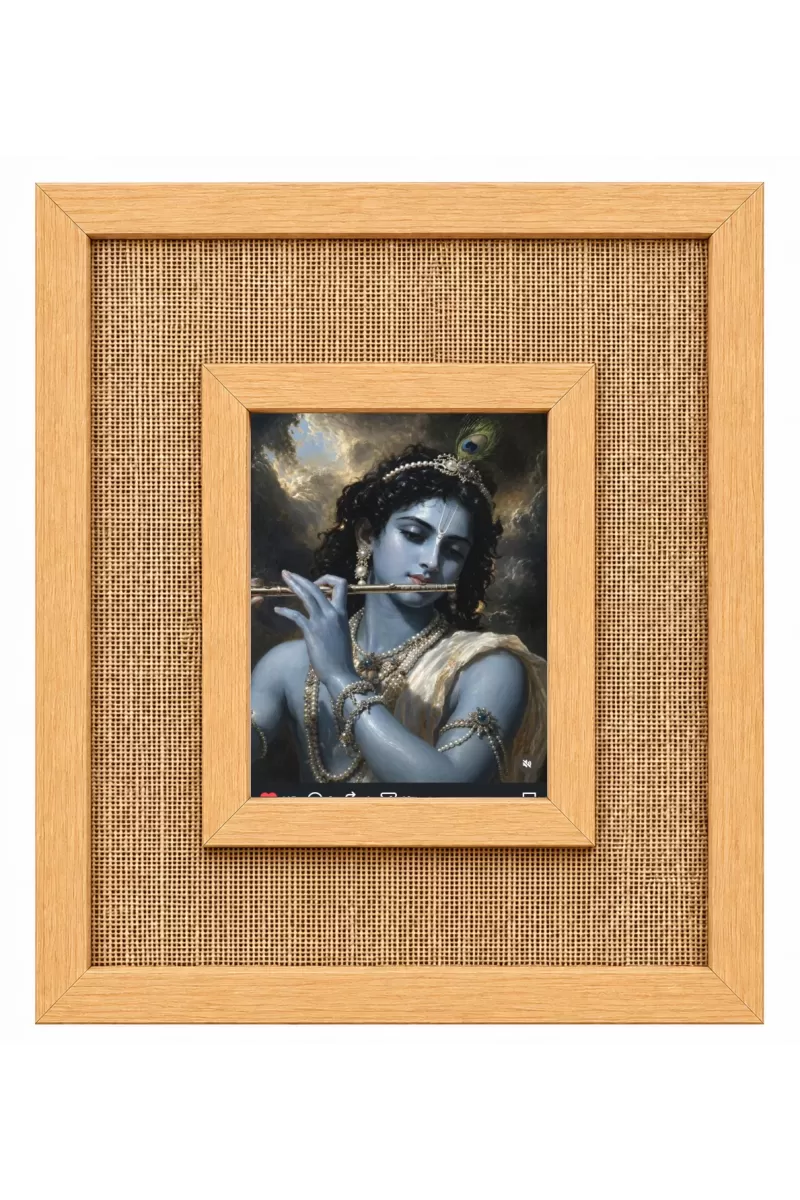Lord Krishna Laminated Jute Wall Photo Frame, 14 X 16 Inch (F174708)