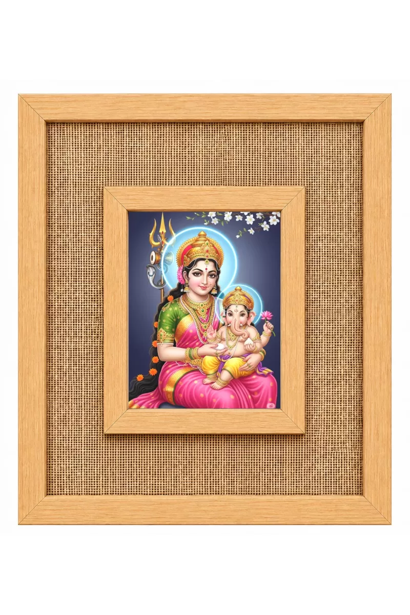 Maa Durga Laminated Jute Wall Photo Frame, 14 X 16 Inch (F174710)