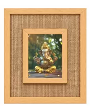 Lord Ganesha Laminated Jute Wall Photo Frame, 14 X 16 Inch (F174714)