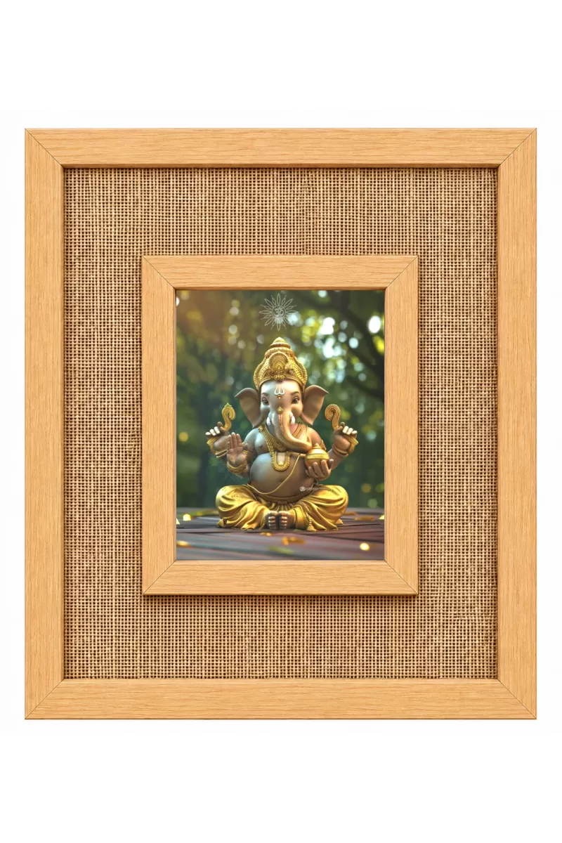 Lord Ganesha Laminated Jute Wall Photo Frame, 14 X 16 Inch (F174714)