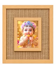 Baby Krishna Laminated Jute Wall Photo Frame, 14 X 16 Inch (F174715)
