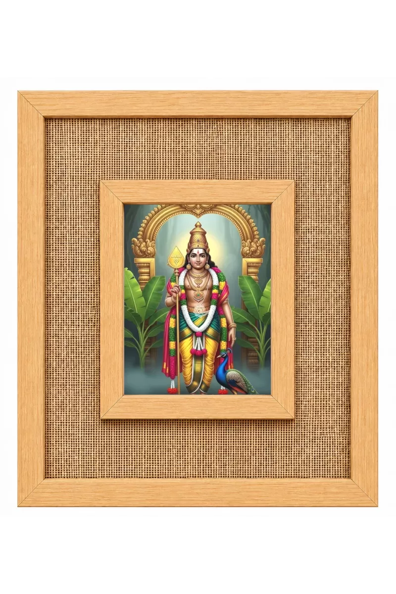 Lord Murugan Laminated Jute Wall Photo Frame, 14 X 16 Inch (F174717)