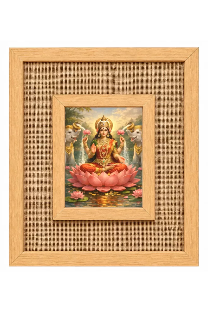Goddess Lakshmi Laminated Jute Wall Photo Frame, 14 X 16 Inch (F174720)