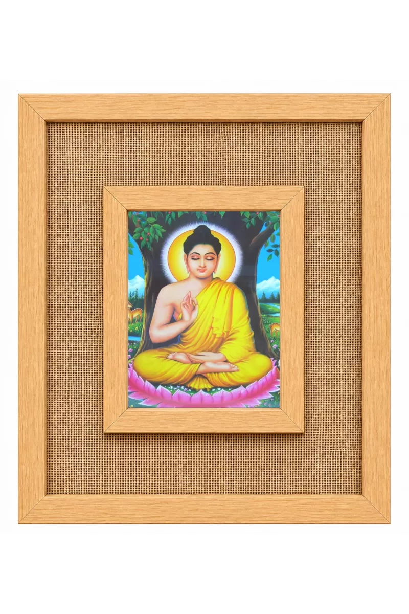 Buddha Laminated Jute Wall Photo Frame, 14 X 16 Inch (F174726)