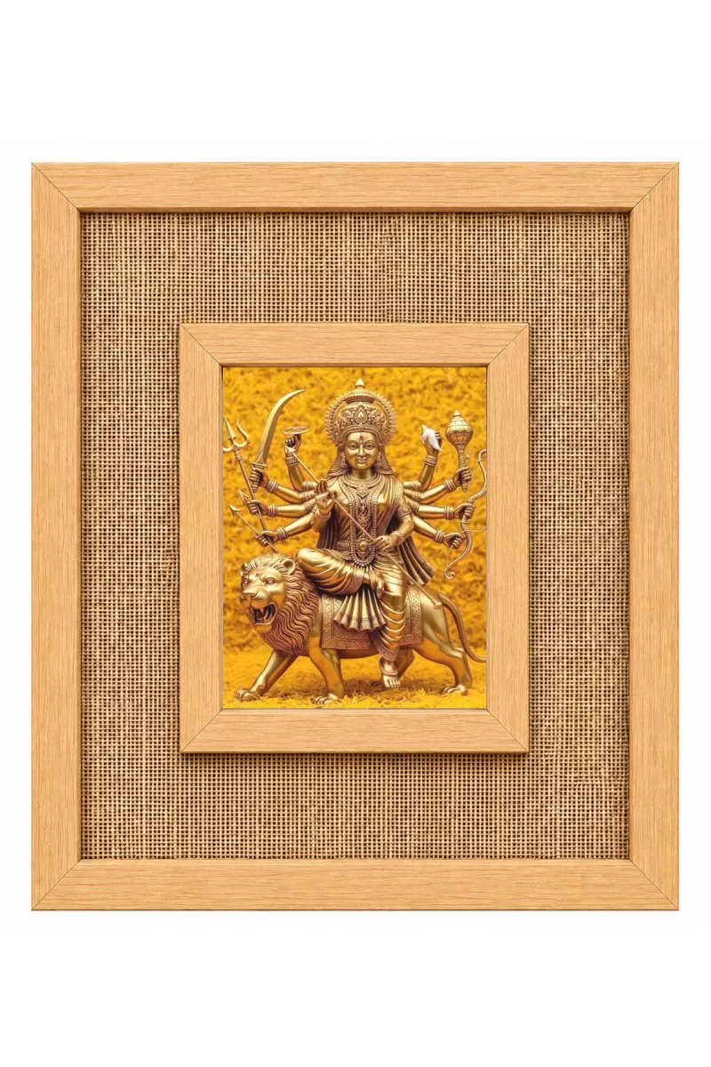 Durga Maa Laminated Jute Wall Photo Frame, 14 X 16 Inch (F174732)