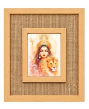Durga Maa Laminated Jute Wall Photo Frame, 14 X 16 Inch (F174735)