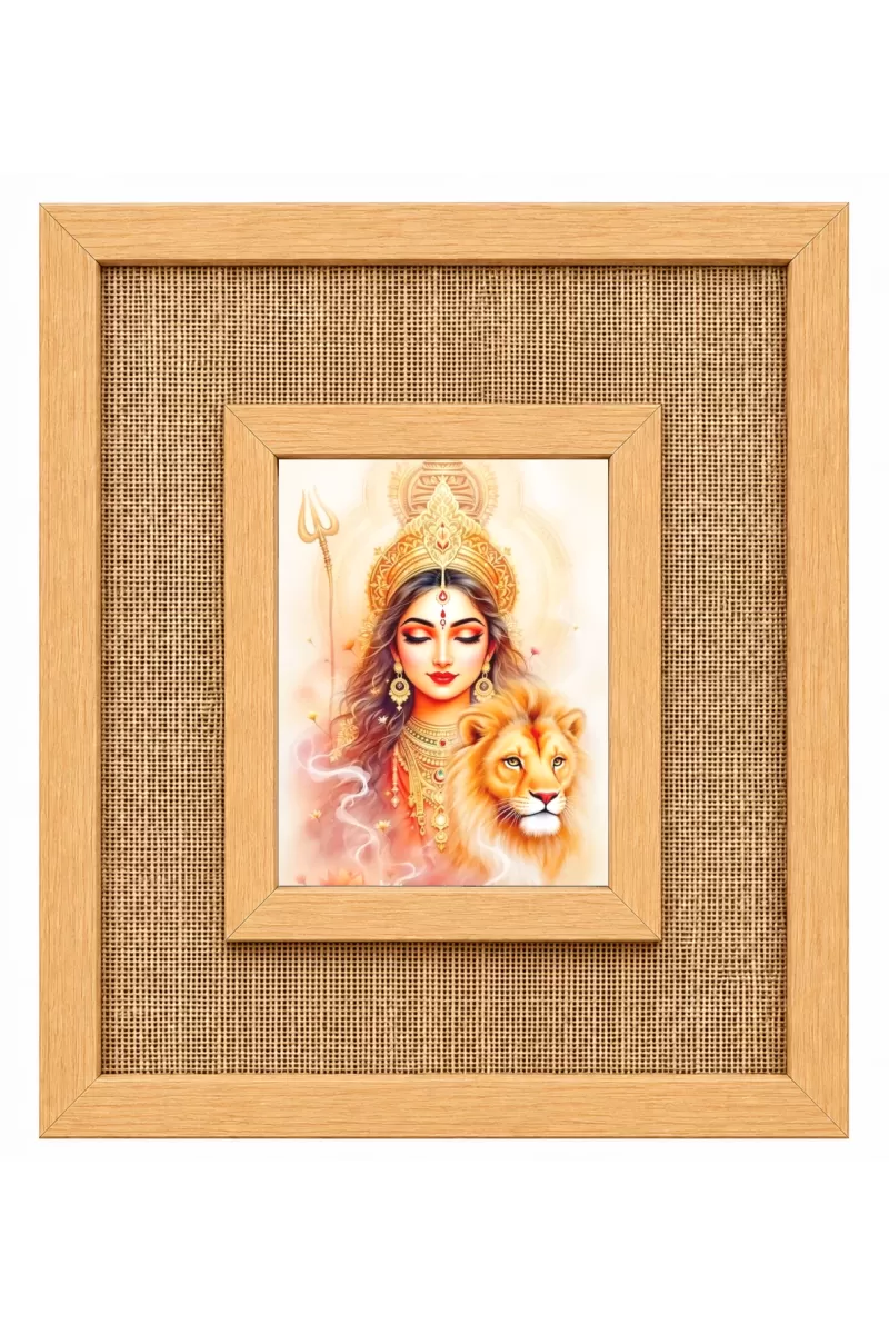 Durga Maa Laminated Jute Wall Photo Frame, 14 X 16 Inch (F174735)