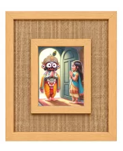 Lord Jagannath Laminated Jute Wall Photo Frame, 14 X 16 Inch (F174736)