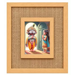 Lord Jagannath Laminated Jute Wall Photo Frame, 14 X 16 Inch (F174736)