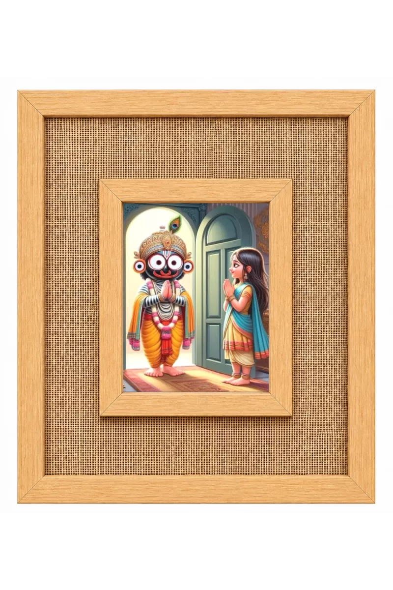 Lord Jagannath Laminated Jute Wall Photo Frame, 14 X 16 Inch (F174736)