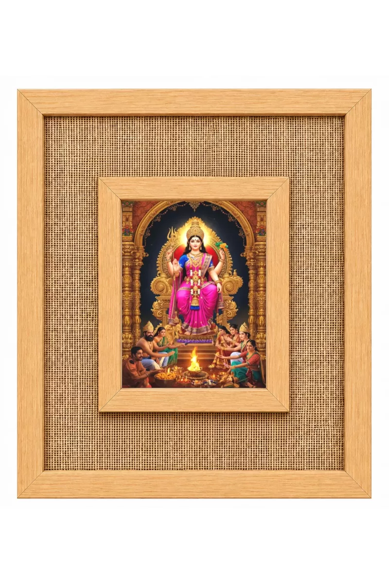 Goddess Mahalakshmi Laminated Jute Wall Photo Frame, 14 X 16 Inch (F174741)