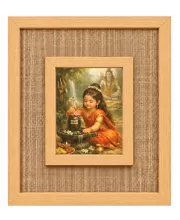 Baby Durga Laminated Jute Wall Photo Frame, 14 X 16 Inch (F174742)