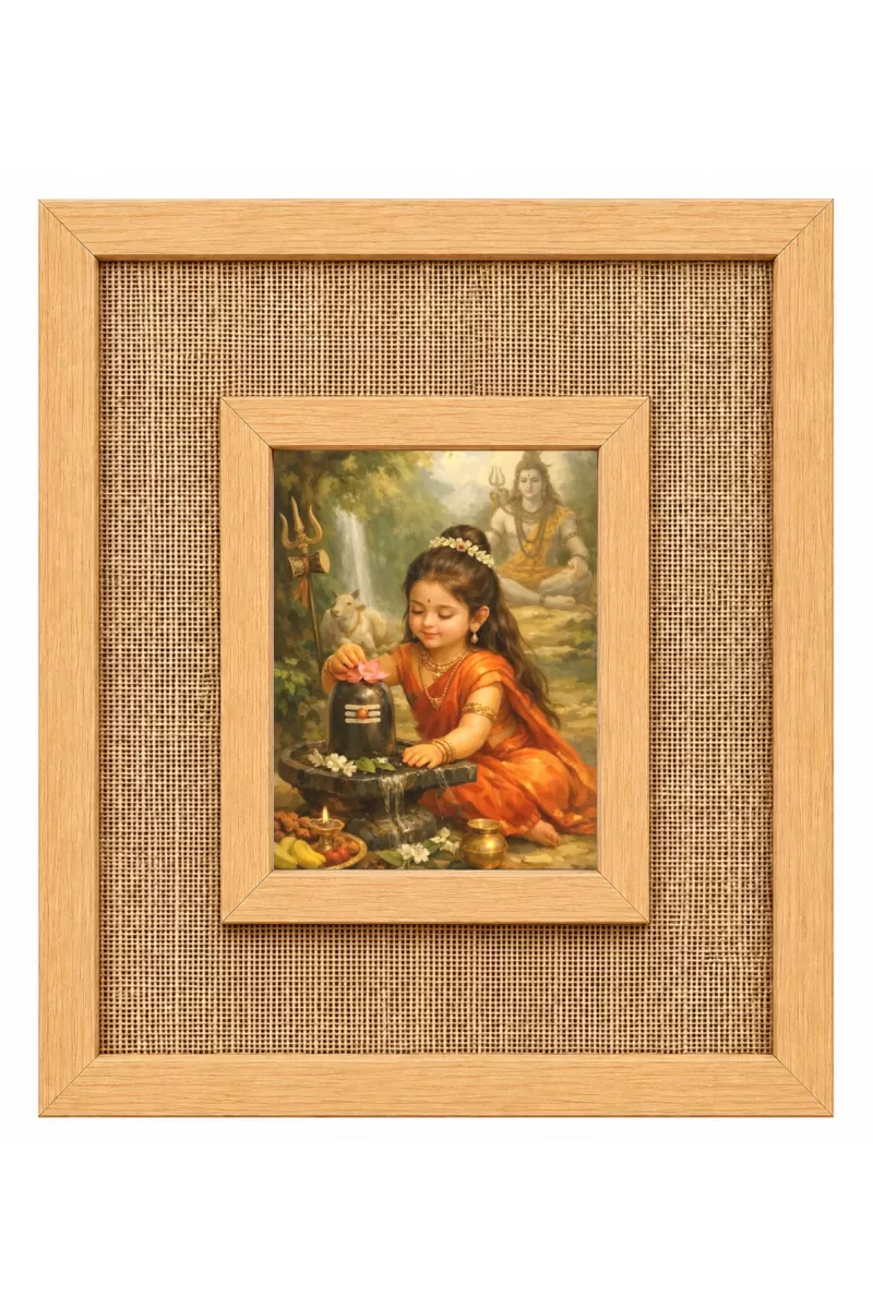 Baby Durga Laminated Jute Wall Photo Frame, 14 X 16 Inch (F174742)