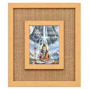 Lord Shiva Laminated Jute Wall Photo Frame, 14 X 16 Inch (F174743)