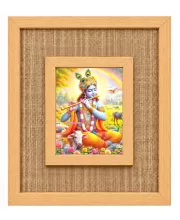 Lord Krishna Laminated Jute Wall Photo Frame, 14 X 16 Inch (F174745)