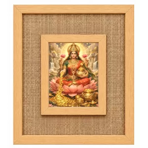 Goddess Lakshmi Laminated Jute Wall Photo Frame, 14 X 16 Inch (F174754)