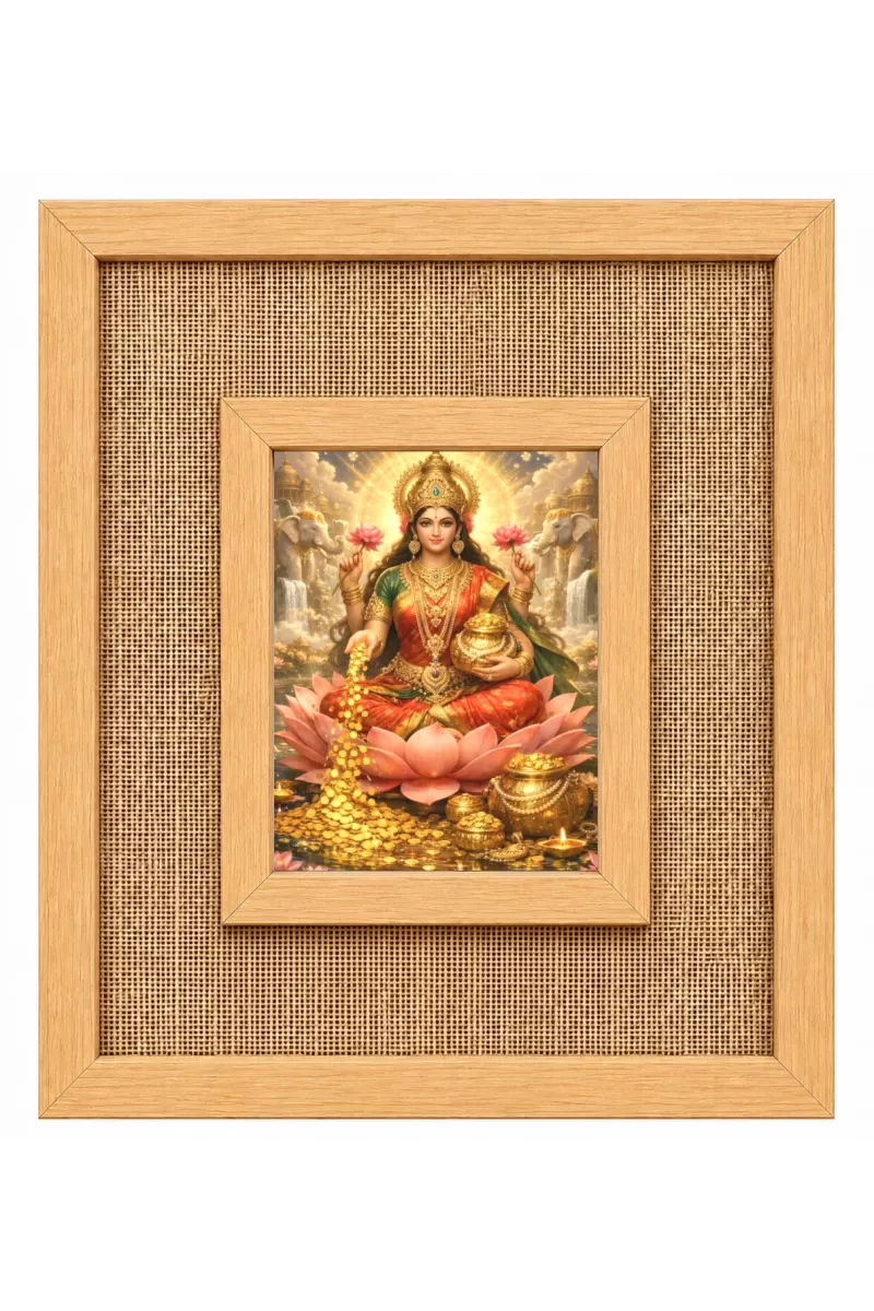 Goddess Lakshmi Laminated Jute Wall Photo Frame, 14 X 16 Inch (F174754)