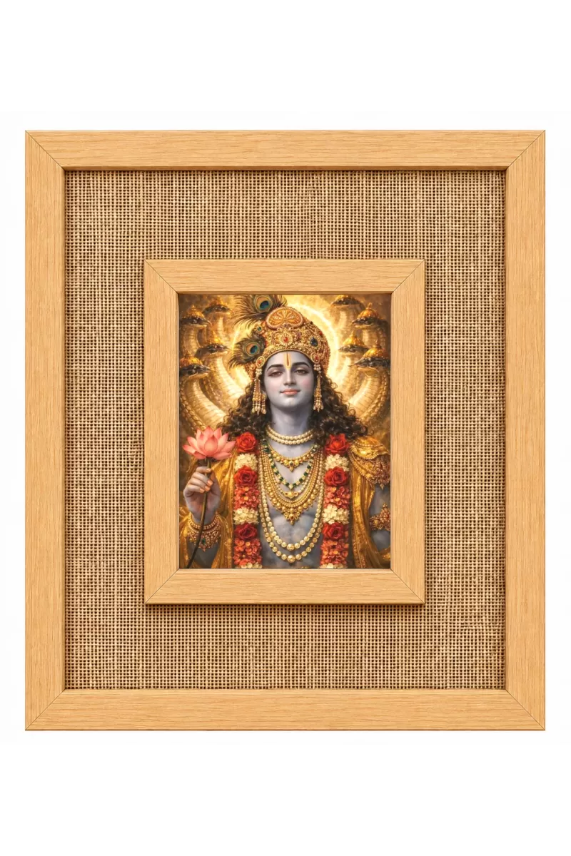 Lord Vishnu Laminated Jute Wall Photo Frame, 14 X 16 Inch (F174768)