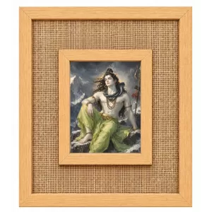 Lord Shiva Laminated Jute Wall Photo Frame, 14 X 16 Inch (F174777)