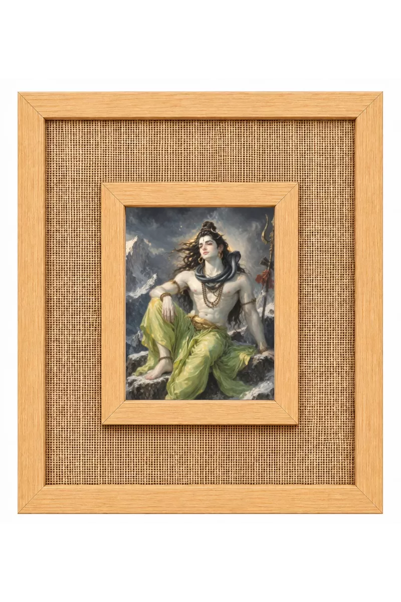 Lord Shiva Laminated Jute Wall Photo Frame, 14 X 16 Inch (F174777)