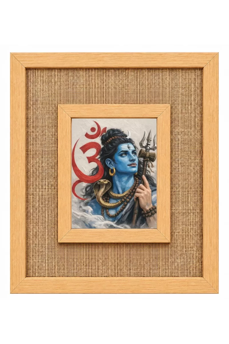Lord Shiva Laminated Jute Wall Photo Frame, 14 X 16 Inch (F174779)