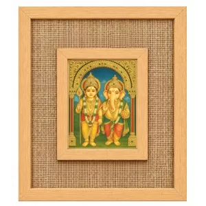 Lord Ganesh Laminated Jute Wall Photo Frame, 14 X 16 Inch (F174781)