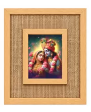 Radha Krishna Laminated Jute Wall Photo Frame, 14 X 16 Inch (F174784)