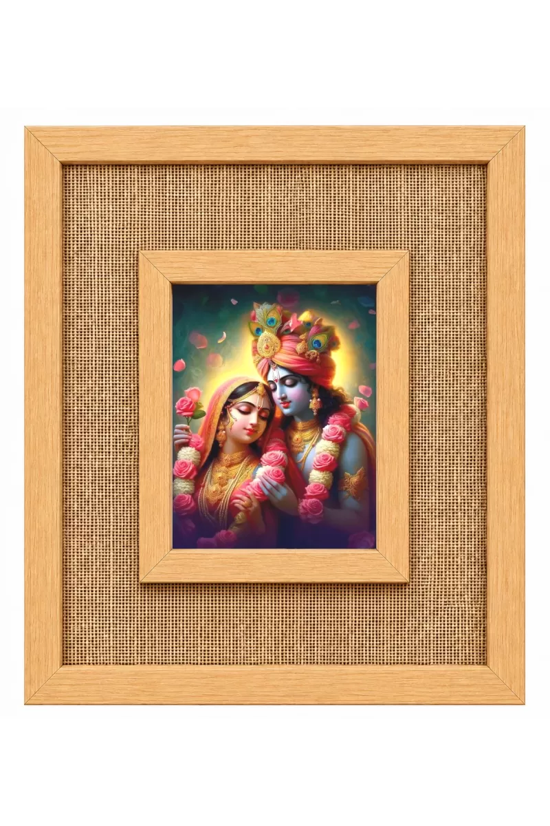 Radha Krishna Laminated Jute Wall Photo Frame, 14 X 16 Inch (F174784)