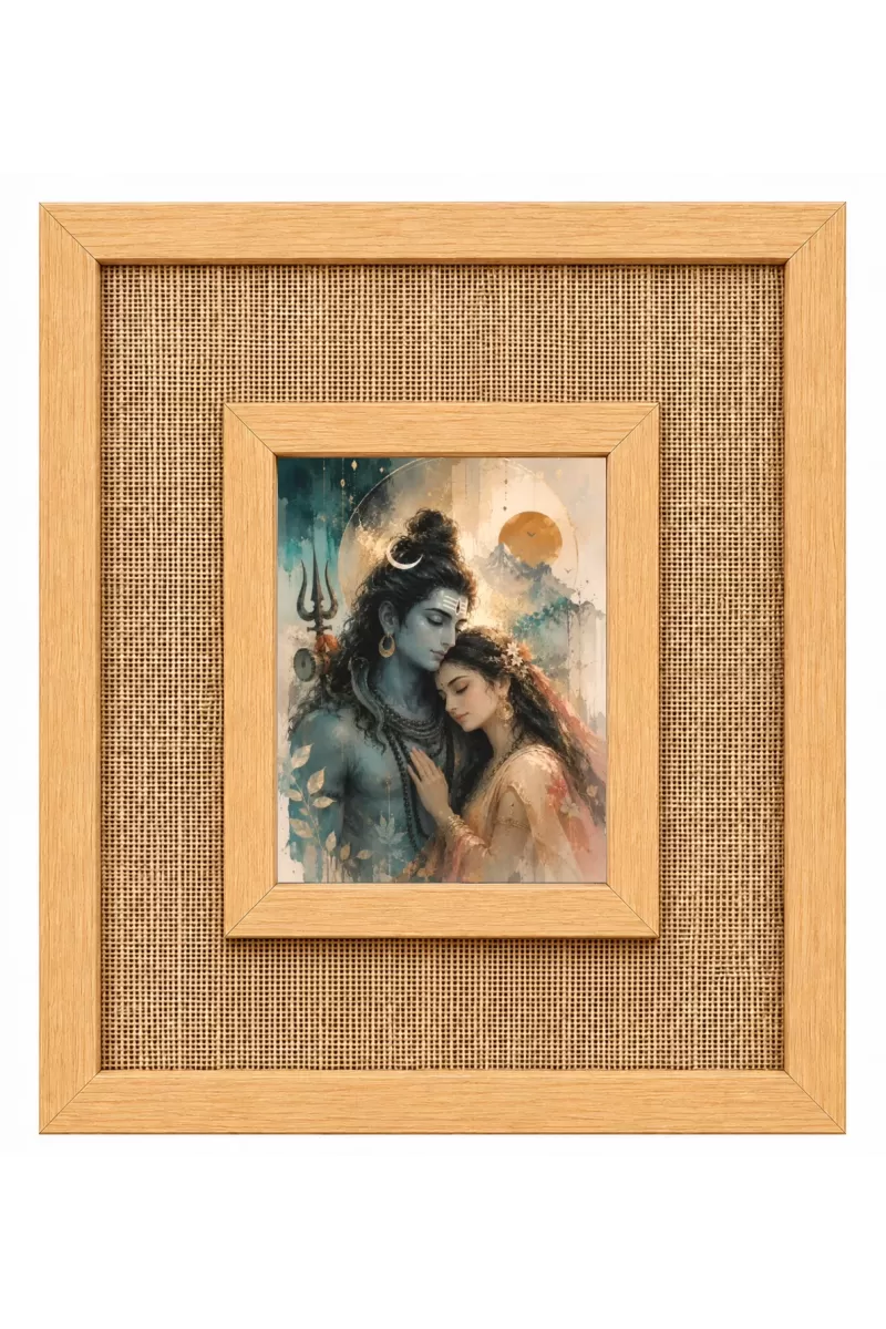 Shiva Parvati Laminated Jute Wall Photo Frame, 14 X 16 Inch (F174785)