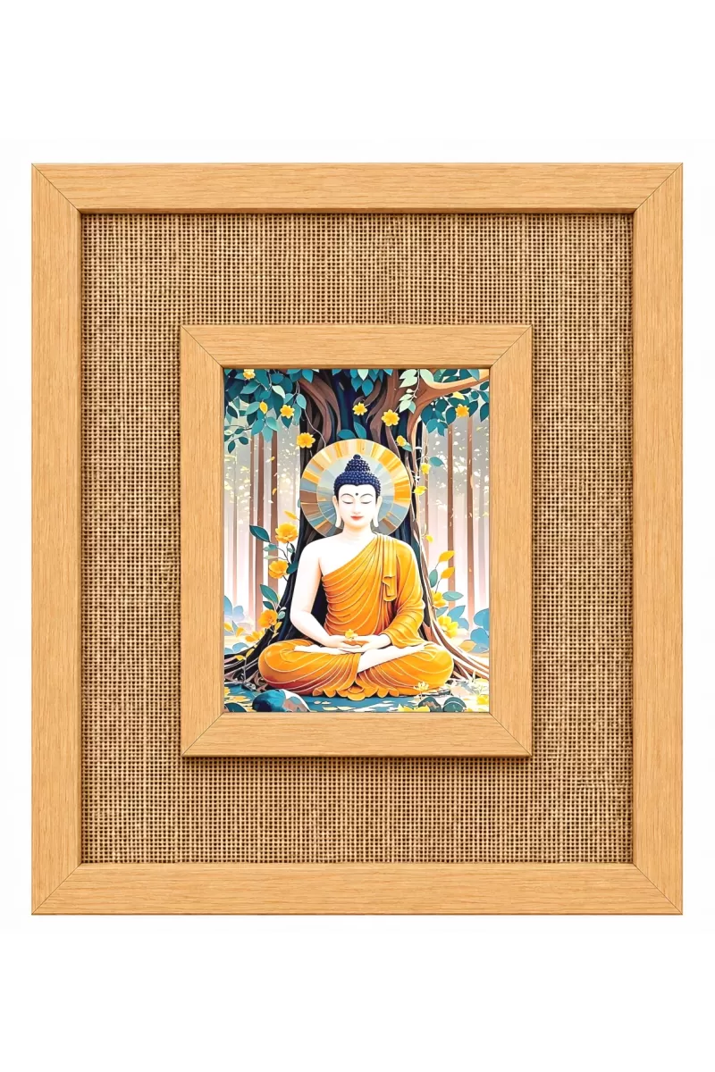 Buddha Laminated Jute Wall Photo Frame, 14 X 16 Inch (F174787)