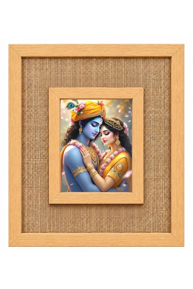 Radha Krishna Laminated Jute Wall Photo Frame, 14 X 16 Inch (F174790)