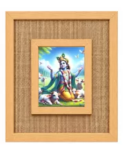 Lord Krishna Laminated Jute Wall Photo Frame, 14 X 16 Inch (F174794)