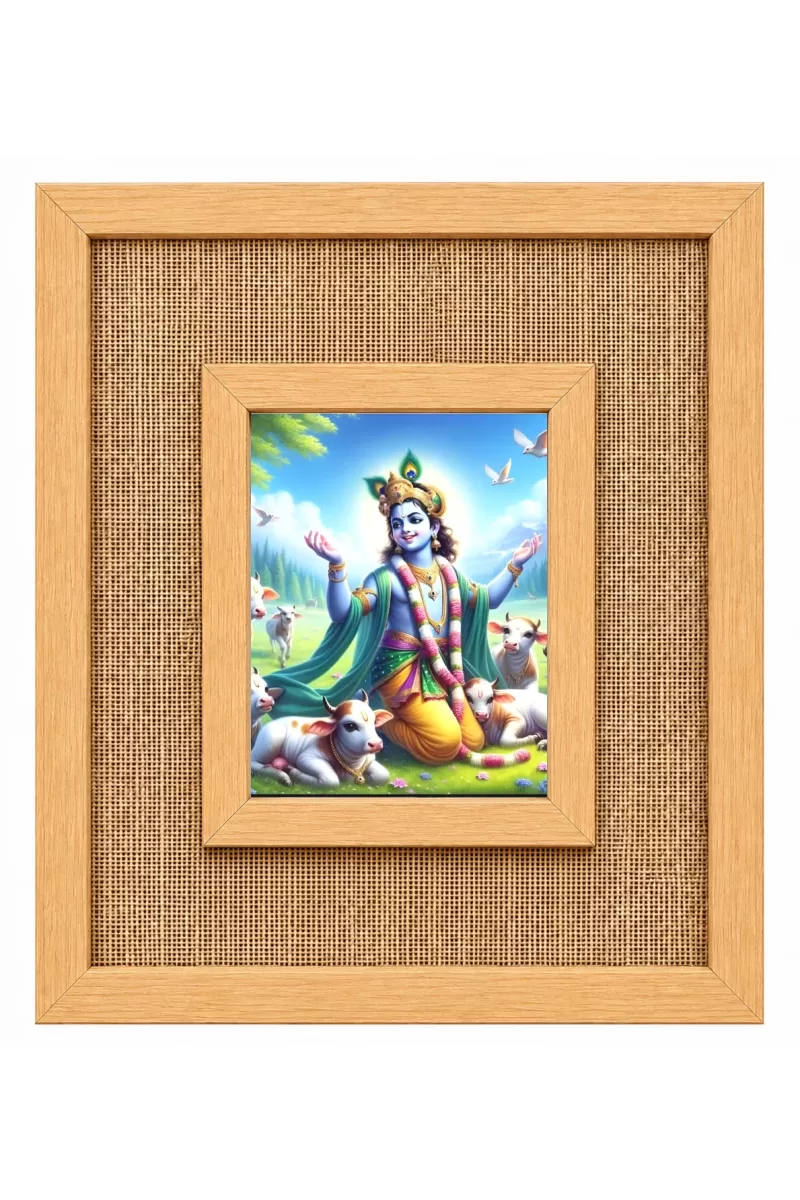 Lord Krishna Laminated Jute Wall Photo Frame, 14 X 16 Inch (F174794)