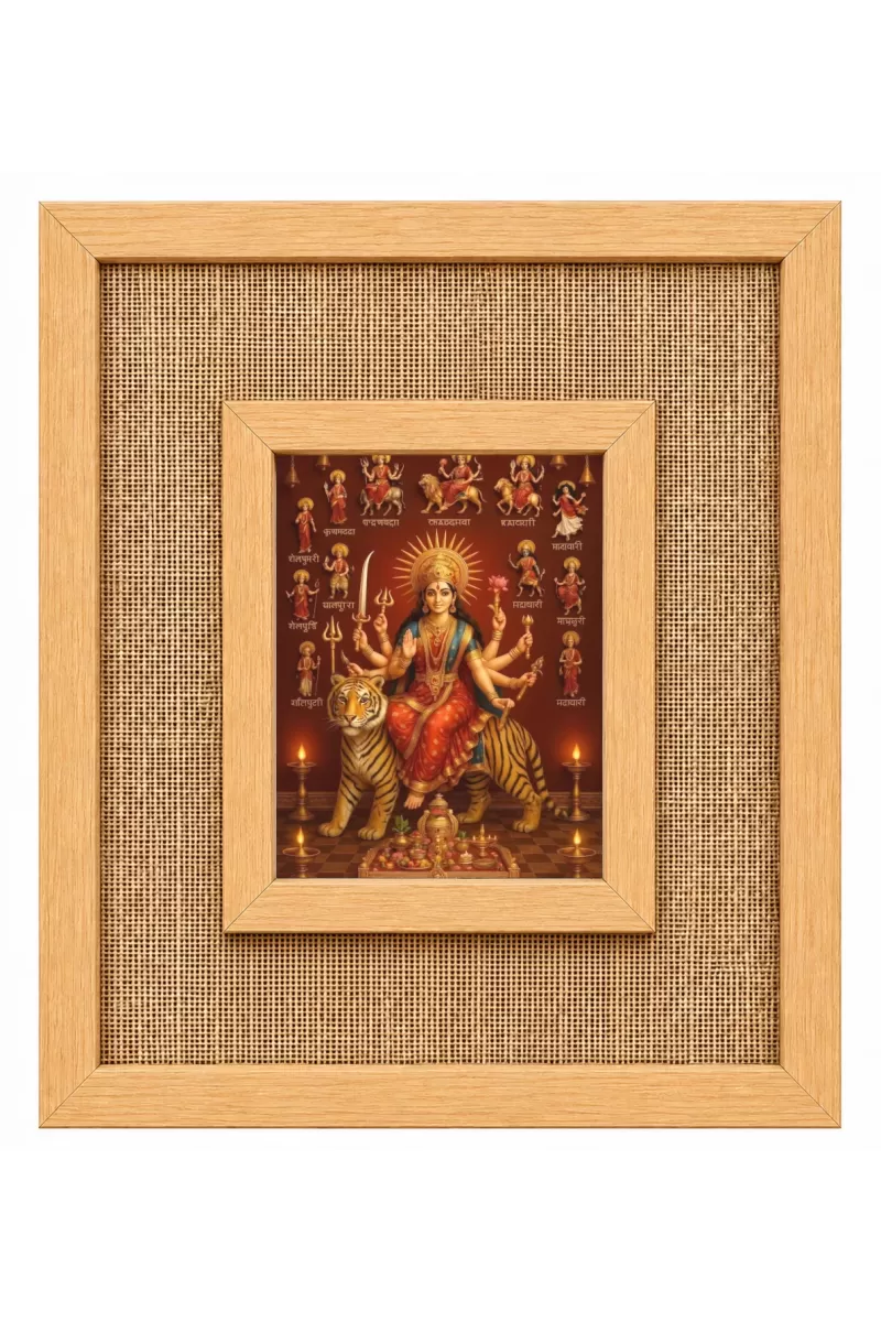 Durga Maa Laminated Jute Wall Photo Frame, 14 X 16 Inch (F174797)