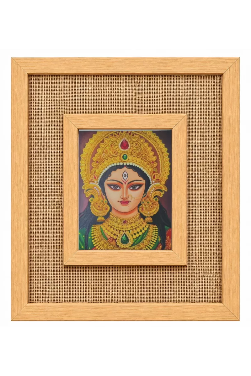 Durga Maa Laminated Jute Wall Photo Frame, 14 X 16 Inch (F174799)