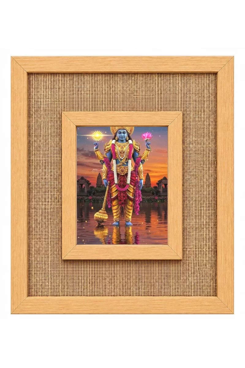 Lord Vishnu Laminated Jute Wall Photo Frame, 14 X 16 Inch (F174802)