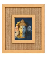 Brammha Vishnu Maheshwar Laminated Jute Wall Photo Frame, 14 X 16 Inch (F174806)