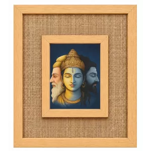 Brammha Vishnu Maheshwar Laminated Jute Wall Photo Frame, 14 X 16 Inch (F174806)